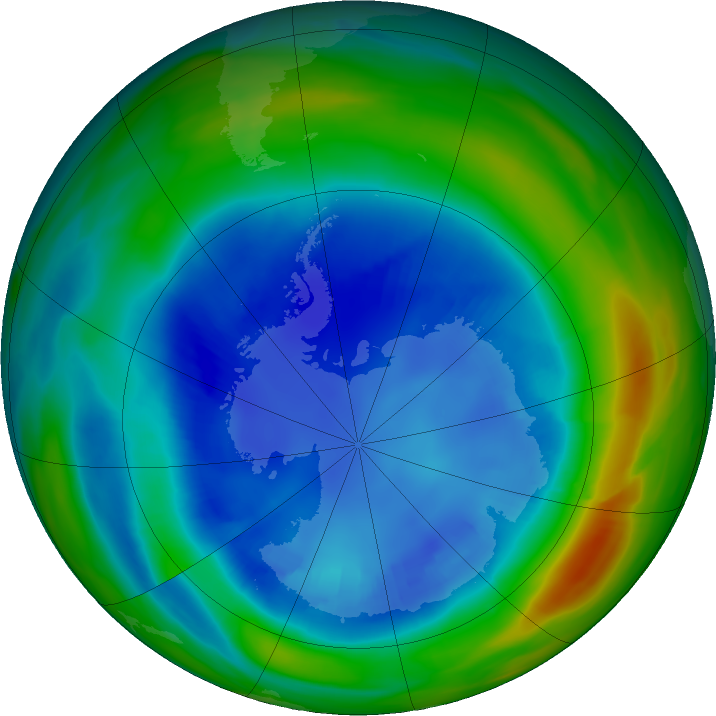 Antarctic ozone map for 24 August 2021